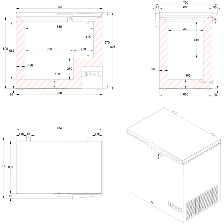 Dimensiones del Congelador Profesional Horizontal